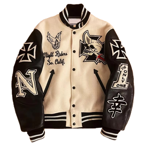 Blousons universitaires oversize pas chers, vierges, personnalisables pour hommes, en gros, noirs, avec décoration personnalisée, réversibles - Product Image 6