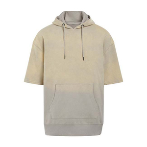 <b>Short</b> <b>Sleeve</b> Pullover Custom Print <b>Men</b> <b>Hoodie</b> in the Curve Hem with the Custom logo casual wear <b>Short</b> <b>Sleeve</b> hoodies - Product Image 2