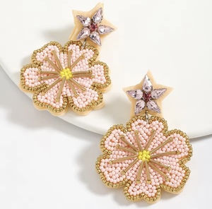 Pendientes de cuentas doradas de diseño rojo intenso, estilo europeo americano, para fiesta, venta al por mayor, accesorios de vestir bohemios occidentales - Product Image 6