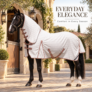 Couverture de cheval combinée en ripstop double diamant raffiné avec cache-cou intégré |   Boucles de cou réglables, épaulettes et rabat arrière - Product Image 2