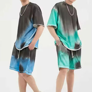 Ensemble de costume d'été deux pièces pour homme, design premium 2026, avec logo personnalisé, short et t-shirt délavés à l'acide - Product Image 1