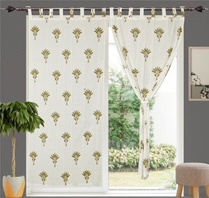 Indian Hand Block Printed Curtains Flower Buta Printed Bohemian Curtains for Living Room - Product Image 4