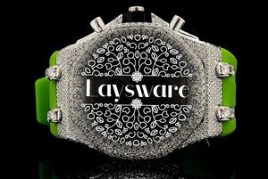 Reloj de Diamantes Moissanite de Alta Gama para Hombre, Diseño Elegante con Correa de Silicona Verde, de Proveedor Indio - Product Image 6