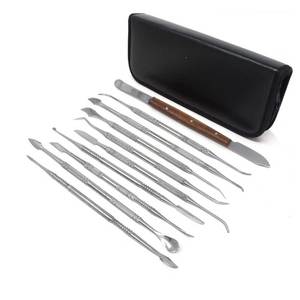 Ensemble de 10 spatules à double face pour la sculpture de la cire et de l'argile, avec étui, pour les arts et l'artisanat, kit d'outils de modelage - Product Image 1