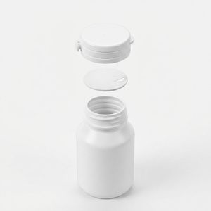 Bouteille ronde en PEHD de 100 ml blanche pour médicaments, avec bouchon à clapet facile à ouvrir, pour pilules et compléments alimentaires, fabrication OEM/ODM, usine du Vietnam - Product Image 2