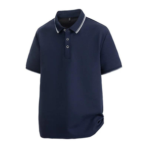 เสื้อโปโลแขนสั้นทรงปกติสำหรับผู้ชาย สีพื้น ผ้าปิเก้ถัก ดีไซน์คอปกแบบลำลอง แต่งขอบตัดสี - Product Image 2