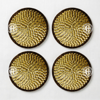 Sous-verres rustiques en forme de pomme de pin et perles, lot de 4, marron, avec branche de pin, pour boissons et mugs, idéal pour la décoration de table de salle à manger en automne et en hiver, style cabane.