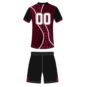<b>Burgundy</b> Black Rugby Jersey <b>Shorts</b> Set <b>Short</b> Sleeve V Neck Geometric Team Uniform Custom Breathable Training Athletic Sportswear - Product Image 2