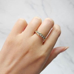 Anillo apilable de diamantes cultivados en laboratorio con corte redondo, oro sólido de 14k, regalo de promesa para mujer, ideal para aniversario o fiesta. - Product Image 4