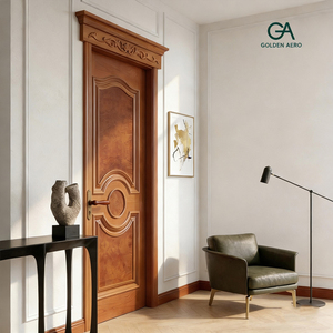 Porte de chambre en bois massif GA-01S |   Design circulaire incurvé avec décor traditionnel - Product Image 2