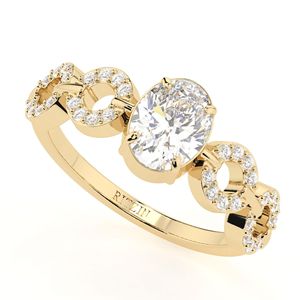 Anillo de Compromiso de Oro Blanco con Diamante Cultivado en Laboratorio de Corte Ovalado de 1.50CT, Estilo Elegante para Mujer, RITZIN - Product Image 4