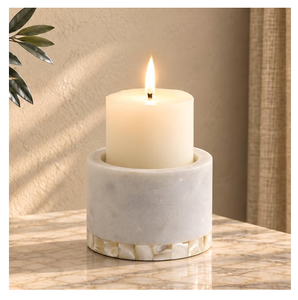 Modern Luxury Handmade White <b>Marble</b> <b>Candle</b> Holder 2 Pieces Latest Design For Dinnerware Organizer Tealight Stand - Product Image 3