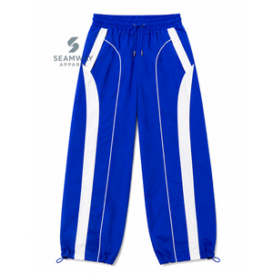 ชุดวินด์เบรกเกอร์ไนลอนสีน้ำเงินและสีขาว Zeta Phi Beta สำหรับผู้หญิง ชุดแจ็คเก็ตปักลายสีตัดต่อ กางเกงจ็อกเกอร์ขายาวทรงกว้าง ชุดกีฬา - Product Image 4