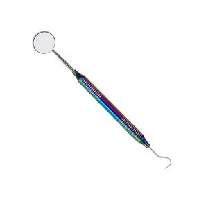 Miroir buccal dentaire avec extrémité à crochet, plusieurs couleurs, poignée moletée, instrument manuel de classe I - Product Image 5