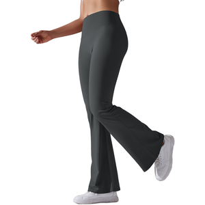 Women High Waist <b>Bell</b> Bottom Yoga Pants | Solid Bootcut Flare Workout Leggings Full Length Anti-UV Four-Way Stretch - Product Image 4