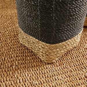 Set of 3 Black and Natural Seagrass <b>Baskets</b> Handmade <b>Storage</b> <b>Basket</b> Wholesale eco-friendly Made in Vietnam - Product Image 6