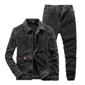 Ensemble d'extérieur pour homme style hip-hop, vente directe d'usine du Pakistan, nouvelle collection 2026, veste et pantalon en jean de couleur unie - Product Image 1