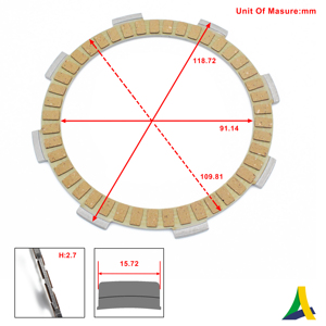 Juego de Discos de Embrague Semimetálicos (5 Piezas/Juego) NUEVO para Motocicleta CG 150 04/15 y CG 160 16/ - Product Image 3