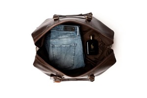 กระเป๋าหนังแท้ทรงดัฟเฟิล สไตล์เรียบง่าย สำหรับเดินทางช่วงสุดสัปดาห์  ขนาดใหญ่  น้ำหนักเบา  แบบวินเทจ  พร้อมซิป  รุ่น LDB-0258 - Product Image 4