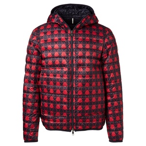 Men's Red Dot Pattern Hooded Puffer Jacket Windproof Casual Winter <b>Coat</b> Zipper Closure <b>Slim</b> Fit Regular Length - Product Image 5