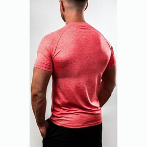 Men's <b>Red</b> Slim Fit Short Sleeve O-Neck Quick Dry Knitted T-Shirt Casual Solid Color Workout <b>Top</b> - Product Image 2