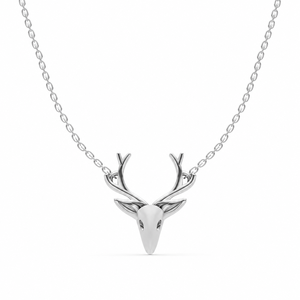 Collar con Colgante de Asta de Ciervo en Plata de Ley 925, Estilo Minimalista y Moderno, Joyería con Cabeza de Animal para Mujeres y Hombres, Diseño Personalizado al por Mayor - Product Image 1
