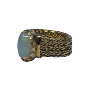 Wedding Wear 925 Sterling Silver <b>Gold</b> Plated Jewelry <b>Opal</b> Gemstone Women Wear Classic <b>Ring</b> - Product Image 2