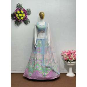 Lehenga Choli de soirée en polyester de créateur avec un magnifique dupatta - Product Image 4