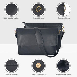 Nouveauté 2026 : Sacs pour ordinateur portable homme et femme en cuir véritable avec plusieurs compartiments intérieurs et grande poche avant - Product Image 6