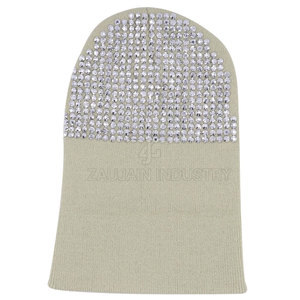 New Arrival Rhinestones <b>Beanie</b> Hat Stylish Winter Headwear Soft Stretch Acrylic Fabric Custom Manufacturing Wholesale Supplier - Product Image 4