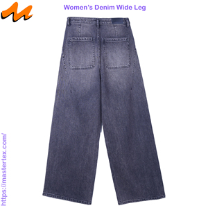 Womens Baggy Relaxed Wide Leg Mid Wash BCI Re Cycle Cotton & Spandex Fabric Crafted at 11.74 OZ - Product Image 2