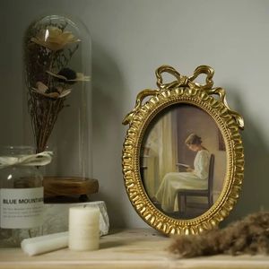 Luxury Classic <b>Gold</b> Oval Picture <b>Frame</b> Decorative Display <b>Frame</b> for Tabletop Wall Mount Stylish Home Hotel Restaurant Decor Use - Product Image 2