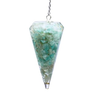 <b>Top</b> Selling Amazonite Orgone <b>Crystal</b> Pendulum Conical Shape Polished Carving Beautiful Dowsing Tool Energy Healing Wholesale - Product Image 4