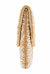 Beaded <b>Clutch</b> Purse Ivory Gold | Handmade <b>Wedding</b> Bag | Scallop Evening Handbag Gift| Handmade Bridal Statement Bag - Product Image 4