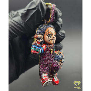 Pendentif de personnage haut de gamme avec bijoux streetwear de luxe et design en pierres multicolores - Product Image 6