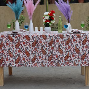 Printed Cotton <b>Tablecloth</b> <b>Square</b> Floral Pattern Traditional Chinese Style Outdoor Use Washable Handmade from India - Product Image 4