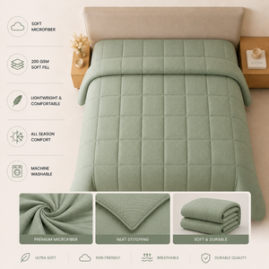 Couette en microfibre solide 200 GSM pour lit double | Couette Douce, Confortable, Légère et Respirante Toutes Saisons pour Chambre à Coucher et Hôtellerie - Product Image 4