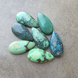 Turquesa Tibetana Genuina, Gema Calibrada en Forma de Pera Grande, Cabujón Pulido Suelto en Forma de Lágrima para Joyería - Product Image 5