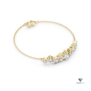 3.03 CT Yellow <b>Gold</b> Round Lab Grown Diamond Graduated Bracelet in 14K <b>Solid</b> <b>Gold</b> - Product Image 3