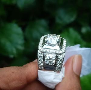 1.5 Carat Luxury <b>Mens</b> Moissanite Engagement <b>Ring</b> 925 Sterling <b>Silver</b> 14K Gold Plated Prong Set Wedding Band D Color VVS Diamond - Product Image 3