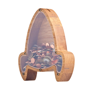 Hucha con forma de cohete espacial con ventana transparente de acrílico, caja de dinero de madera, regalo de Pascua, regalo de cumpleaños para niños de Vietnam - Product Image 1