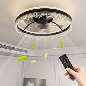 20-Inch Black LED Smart <b>Ceiling</b> <b>Fan</b> Light with Silent Function Multi-Speed Adjustment for <b>Bedroom</b> Study & Dining Room - Product Image 1