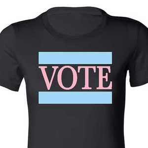 T-shirt graphique « Women Vote » bleu clair imprimé, manches courtes, en coton, décontracté, streetwear d'été, personnalisable avec logo - Product Image 4