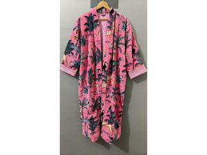 Robe de chambre en velours de luxe, robe kimono en velours de coton, peignoir, robe de mariée, robe de demoiselle d'honneur, peignoir d'hiver rose pâle - Product Image 2