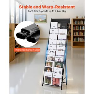 Espositore Portatile a 20 Tasche per Brochure, Espositore da Terra in Metallo per Riviste e Giornali - Product Image 2