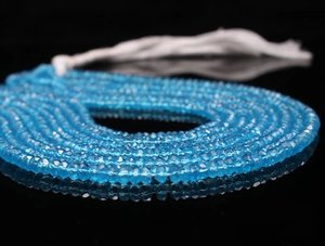 Cuentas facetadas de topacio azul cielo en forma de rondel de 3.5-4mm, hilo de piedras preciosas para fabricación de joyas, venta al por mayor a granel - Product Image 3