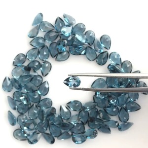 Topacio Azul Londres Natural, Corte Pera, Piedra Suelta, Precio al por Mayor, 4MM 6MM, Topacio Calibrado y Facetado para Joyería - Product Image 6
