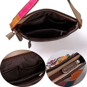 Ando <b>Bag</b> Genuine Cowhide Leather Shoulder <b>Bag</b> for Women Multicolor Floral Applique Patchwork Zipper Crossbody Handbag - Product Image 5