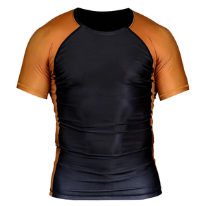เสื้อรัดรูปแขนสั้นสำหรับผู้ชาย สีดำ-ส้ม แห้งเร็ว ระบายอากาศได้ดี เป็นมิตรกับสิ่งแวดล้อม ผลิตจากโพลีเอสเตอร์/ไนลอน - Product Image 1