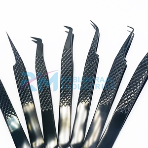 RMI Shin Black Plasma Color Eyelash Extension Tweezers Toothed Tip Stainless Steel <b>Precision</b> <b>Tool</b> Anti-Magnetic Fine Perfect - Product Image 1